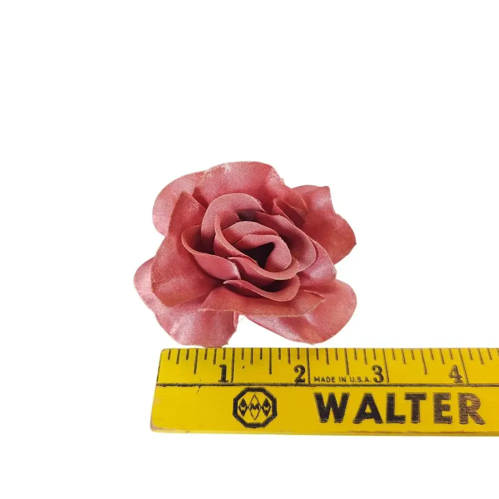 100 Mauve Pink Satin Open Rose Heads Stemless Wedding Floral Craft DIY 2.5in